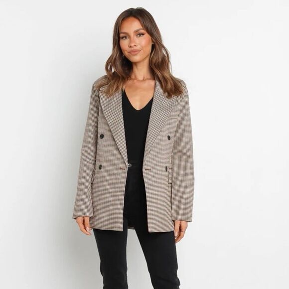 New Petal and pup Juliette classic Earth Tones plaid blazer Sz 6 - Picture 5 of 12